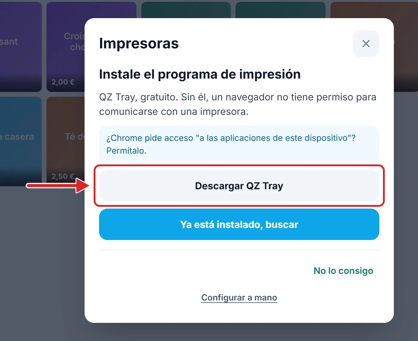 En una computadora, la caja propone instalar QZ Tray