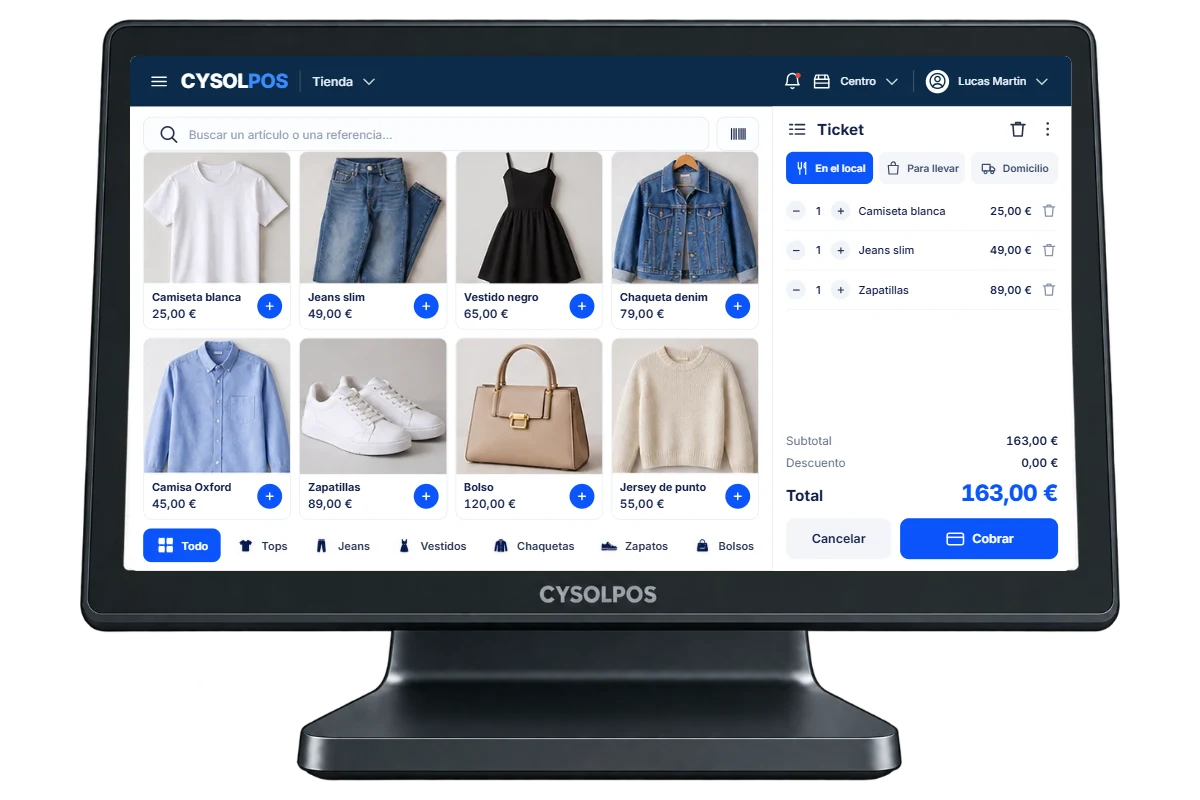 Caja táctil CYSOL: catálogo de productos y pedido en curso
